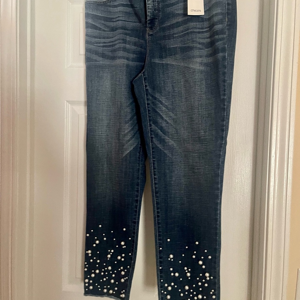 Pearl design denim jeans